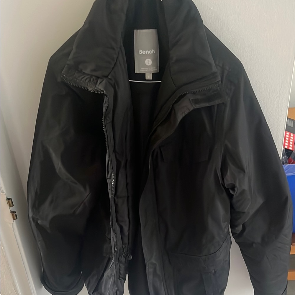 Bench Black Quilted Ski Jacket with High Collar